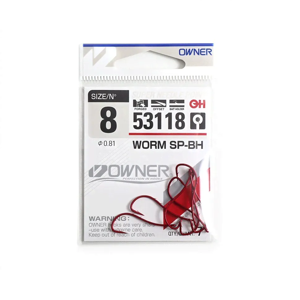 Крючок Owner Worm SP-BH bloody red №8 (7 шт) (83824)